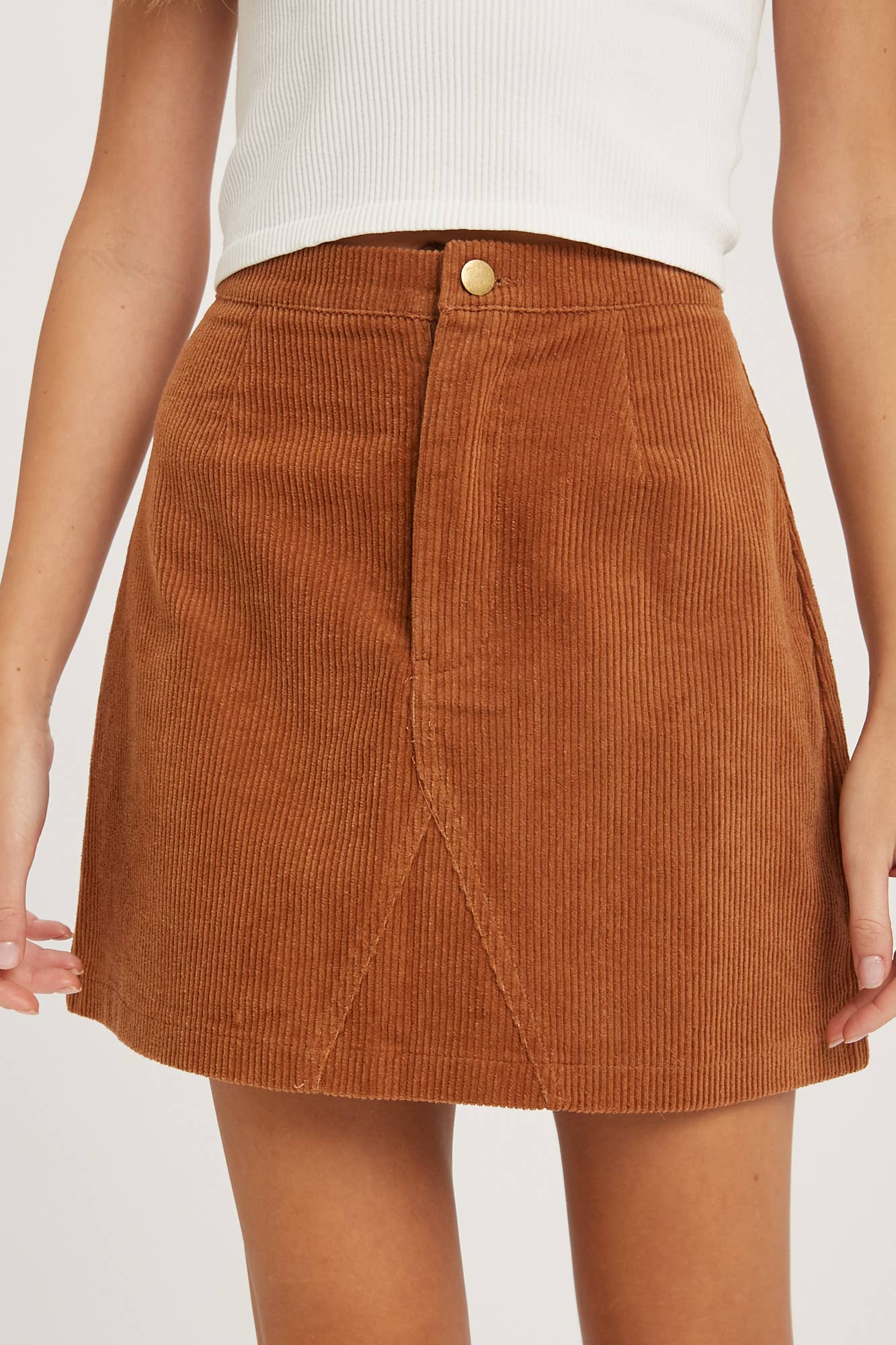 Kenzi Corduroy Tan Skirt